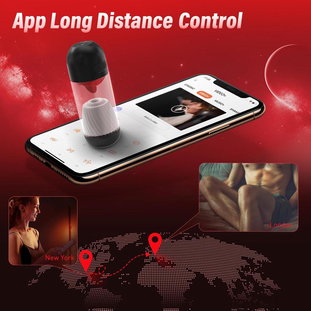 Penis Vibrator with APP Control 9 Vibrations and 360° Tongue Licking, Men's Pocket Penis Stimulator Penis Trainer Pump Male Adult Sex Toys