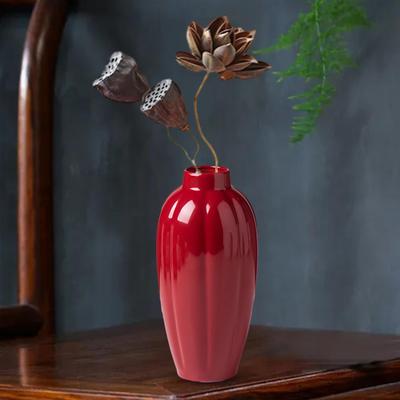 Vaso de cerâmica vermelho vasos de flores rústico decorativo pequeno para cozinha sala de jantar casa