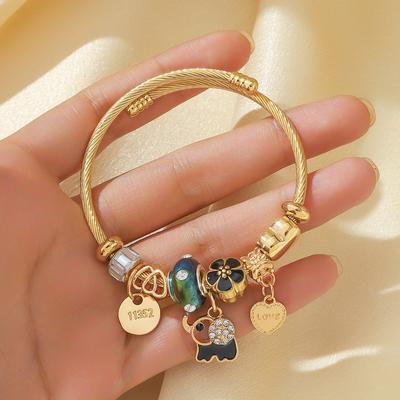 Dora Time Bracelet Alloy Drip Oil Diamond Bracelet High-End Pendant Adjustable Bracelet