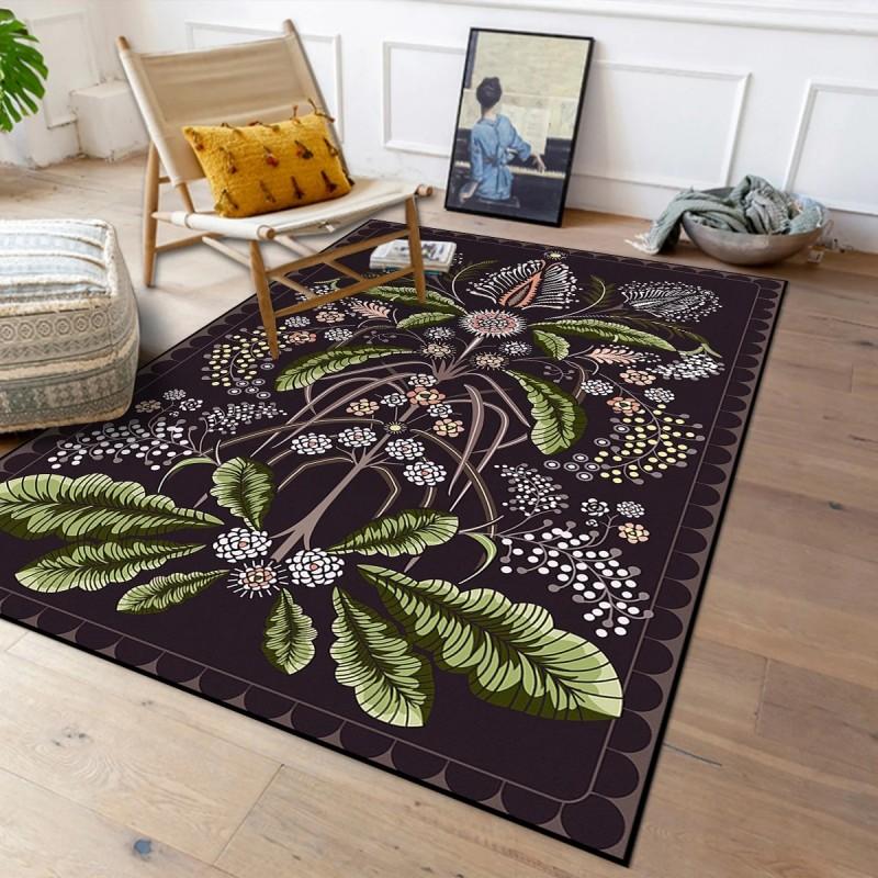 French Vintage Floral Pattern Carpet Light Luxury Rugs for Bedroom Home Non-slip Floor Mat Large Area Living Room Washable Rug
