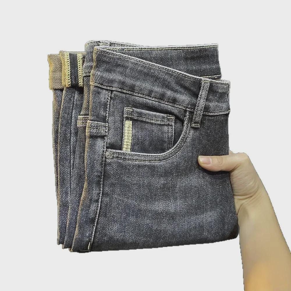 Pánské módní devítibodové džíny slim fit na jaro/podzim 2025 - High-endové ležérní kalhoty