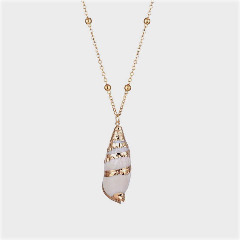 Conch Pendant Necklace for Women  Female Cowrie Summer Party Gift Zircon