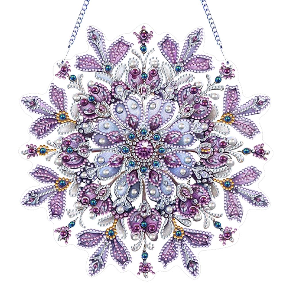 Snowflake Theme 2D/Flat DIY Rhinestone Diamond Art Window Pendants Special Shape Diamond Art Pendant Home Wall Decoration Crafts