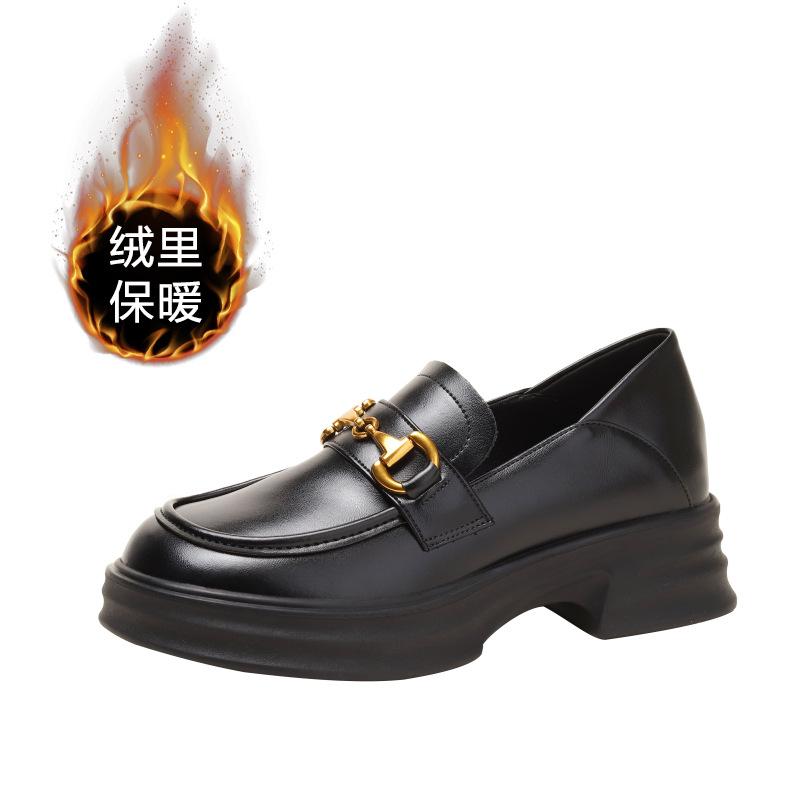 3233 small size loafers, versatile thick soles, new small leather shoes in autumn 2025, women's small inner height increase women's shoes
