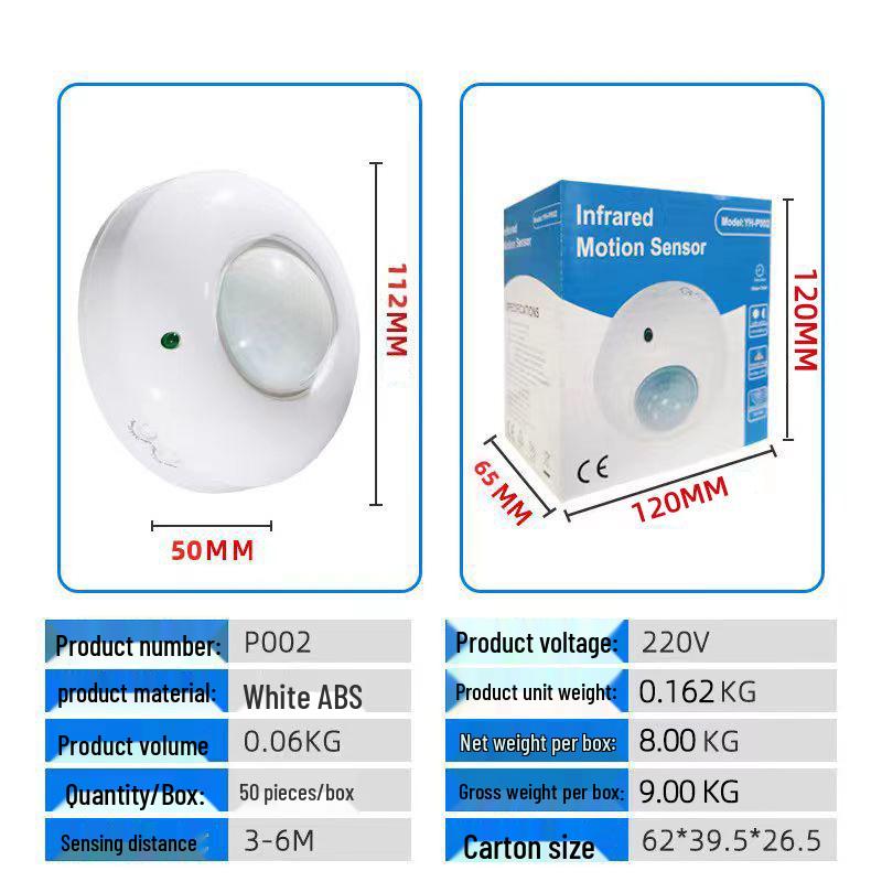 Ceiling-Mounted Intelligent Infrared Motion Sensor Switch with Adjustable Delay