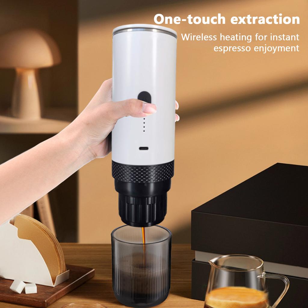 Portable Coffee Maker Grind Coffee and Capsules 2 in 1 Wireless Heating Coffee Machine with 20BAR Pressure Re able for Home Outdoor Travel