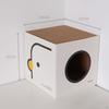 Cardboard Cat House Cave Hide Out Interactive Scratcher Box Lounge Bed for Indoor Cats
