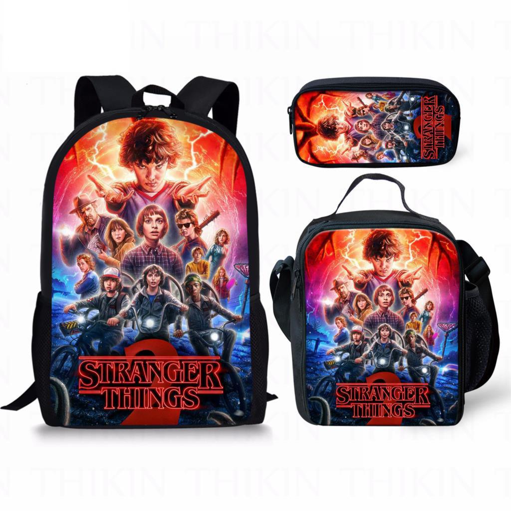 Stranger Things 3 Backpack Pencil Case Set For Daily Use With Nylon Material