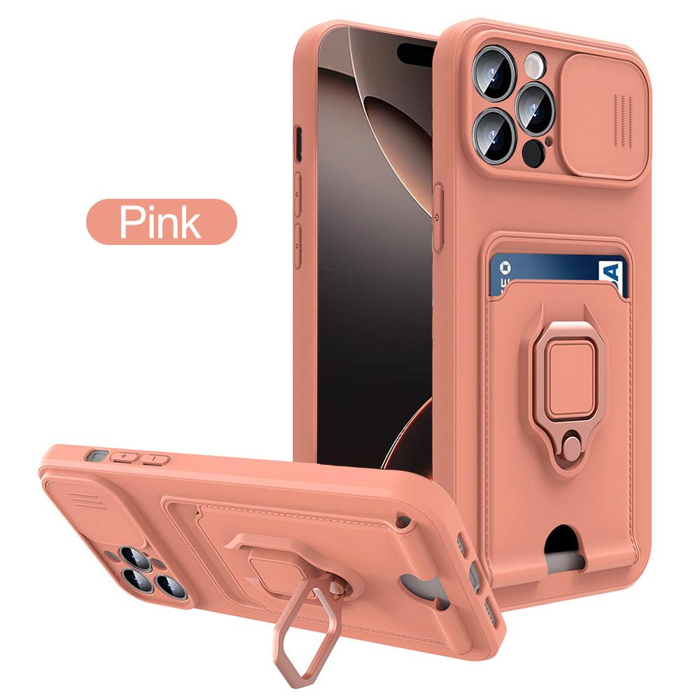 iPhone16Pro Max Case Car Magnetic Holder Sliding Lens Protection Cover For iPhone 16 Pro Max 16Pro TPU Card Slot Bumper Coques