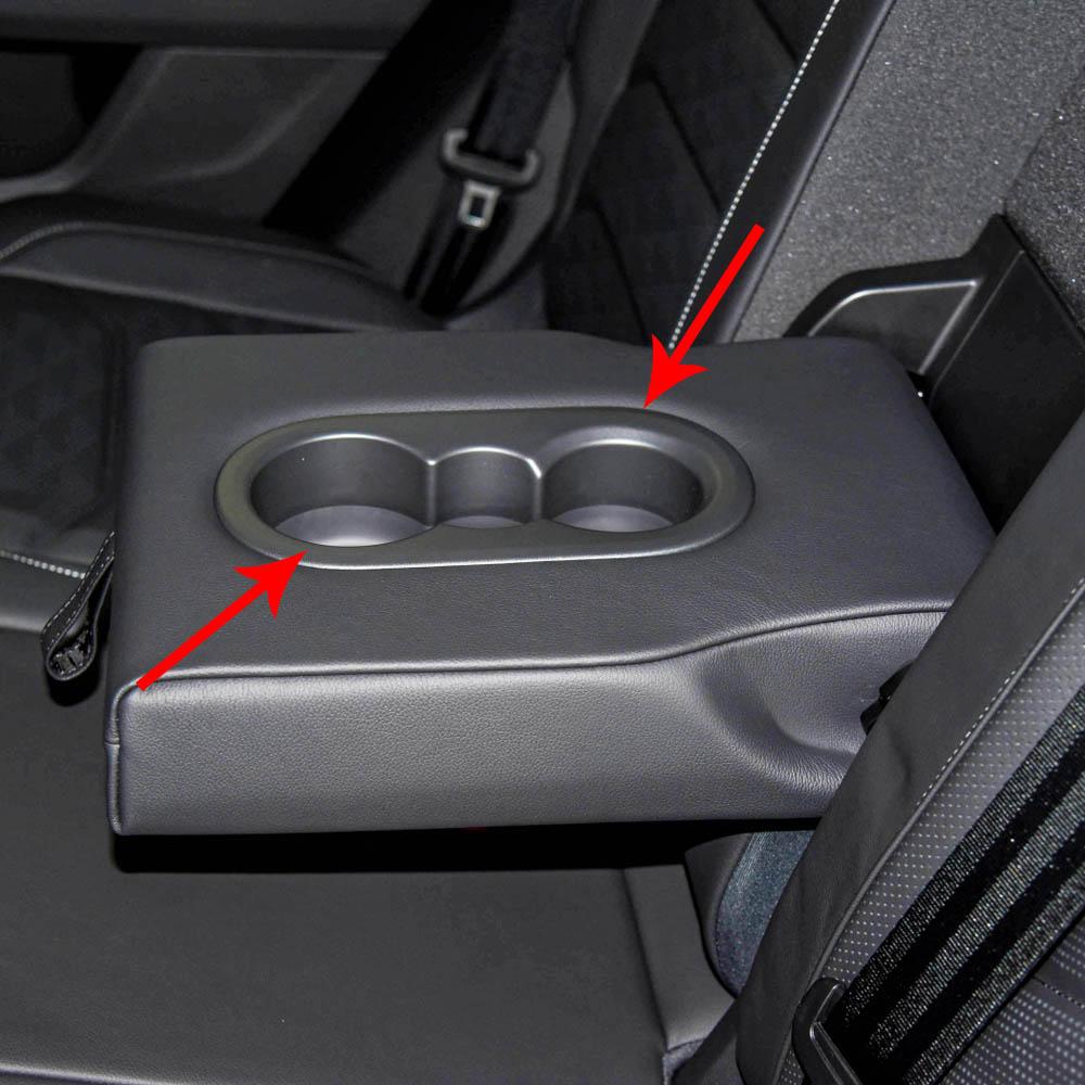 Para Volkswagen Touareg -2023 Acessórios para carro Estilo Fibra de carbono Interior Suporte para copo de drenagem traseiro Painel Moldura