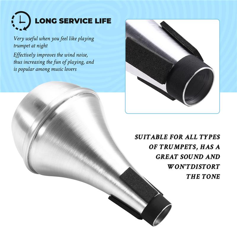 Classy-Weaker Beginners Practice Straight Body Mute Accessories Portable Mute Aluminum Alloy Trumpet Mute серебряный