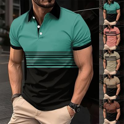 Erkek Golf Gömlek Günlük Spor V Yaka Nervürlü Yaka Kısa Kollu Moda Günlük Düz Renk Düz İlkbahar ve Yaz Regular Fit