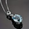Fashionable Women's Simple and Personalized Sea Blue Zircon Pendant, Versatile Party Creative Necklace