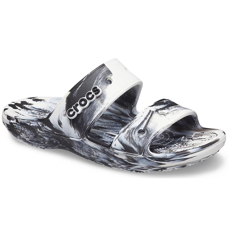 Crocs Classic Clog Marble Beach Sports Slippers Unisex White Black