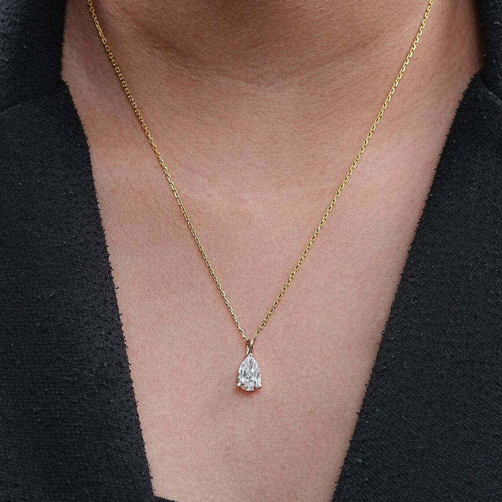 1CT 2CT Solitaire Moissanite Pendant Necklace for Women Pear/Oval/Marquise/Emerald Cut Lab Diamond S925 Silver Necklaces Jewelry
