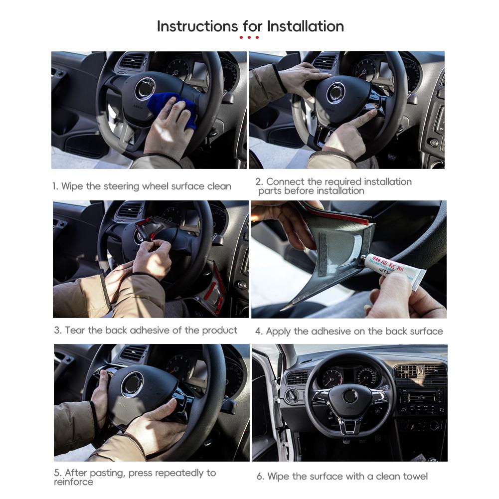 Car Steering Wheel Cover Trim Sticker for Volkswagen VW Golf 7 GTI MK7 POLO 2014 2015 Jetta MK6 2015 2016 Interior Accessories