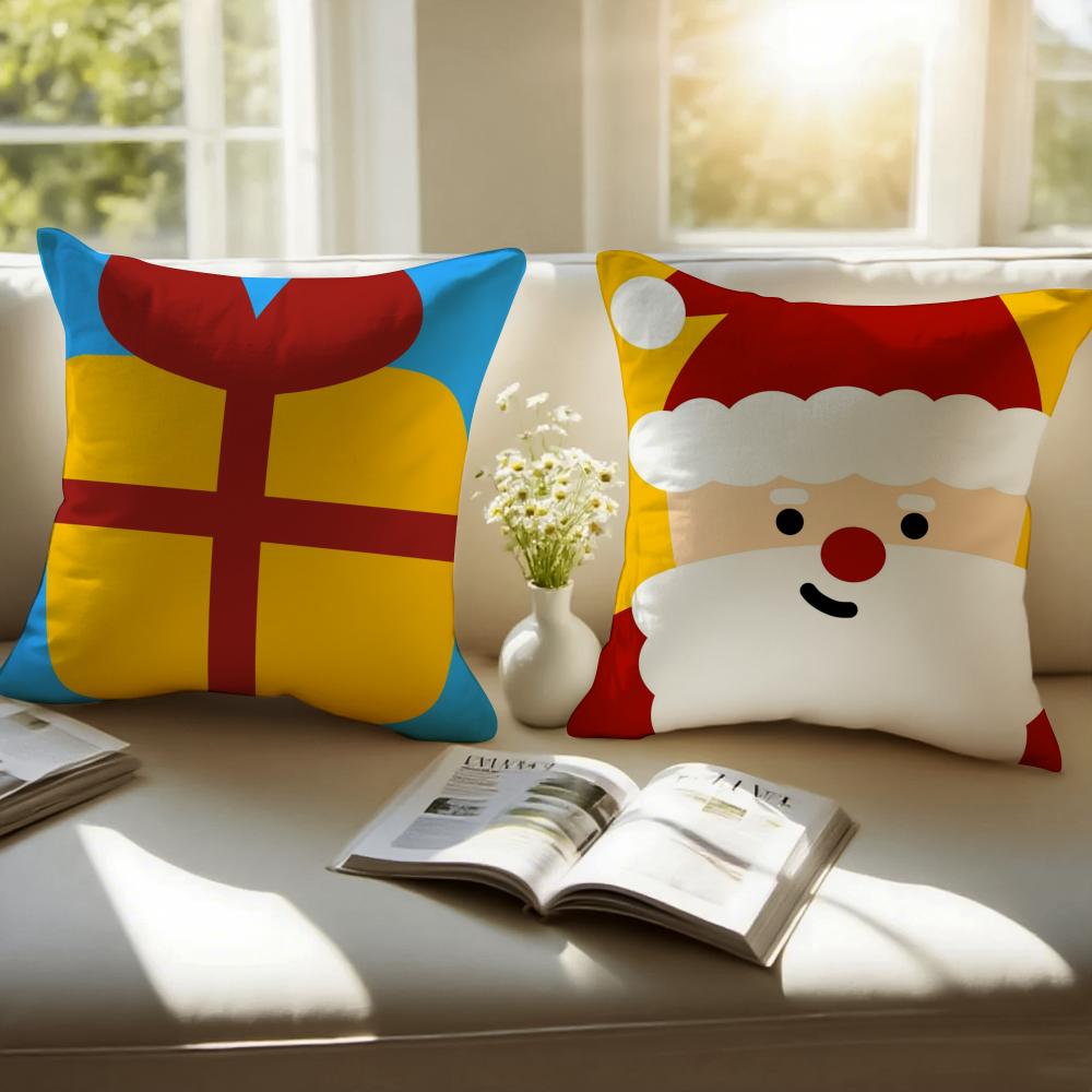 Christmas Cushion Cover Pillowcase Antidustmite Invisible Zipper Short Plush Sofa Cushion