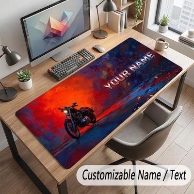 Motorrad-Thema Benutzerdefiniertes Mauspads Personalisierter Druck Name Text Schreibtischunterlage Für Home Office Tischdekoration