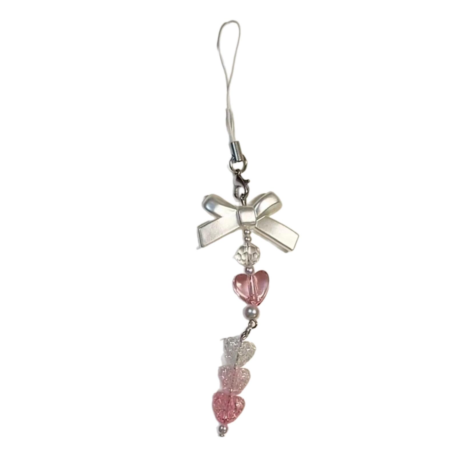 

Милый брелок-бабочка, стильный бантик, сердечко, подвеска для телефона, персонализированный брелок для сумки, красочный брелок с бусинами, аксессуар 1