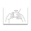 Nordic Coffee Shop Canvas Painting  Minimalist Line Art of Coffee Mugs  Flowers  Kitchen Wall Decor Posters  Prints  Modern Home