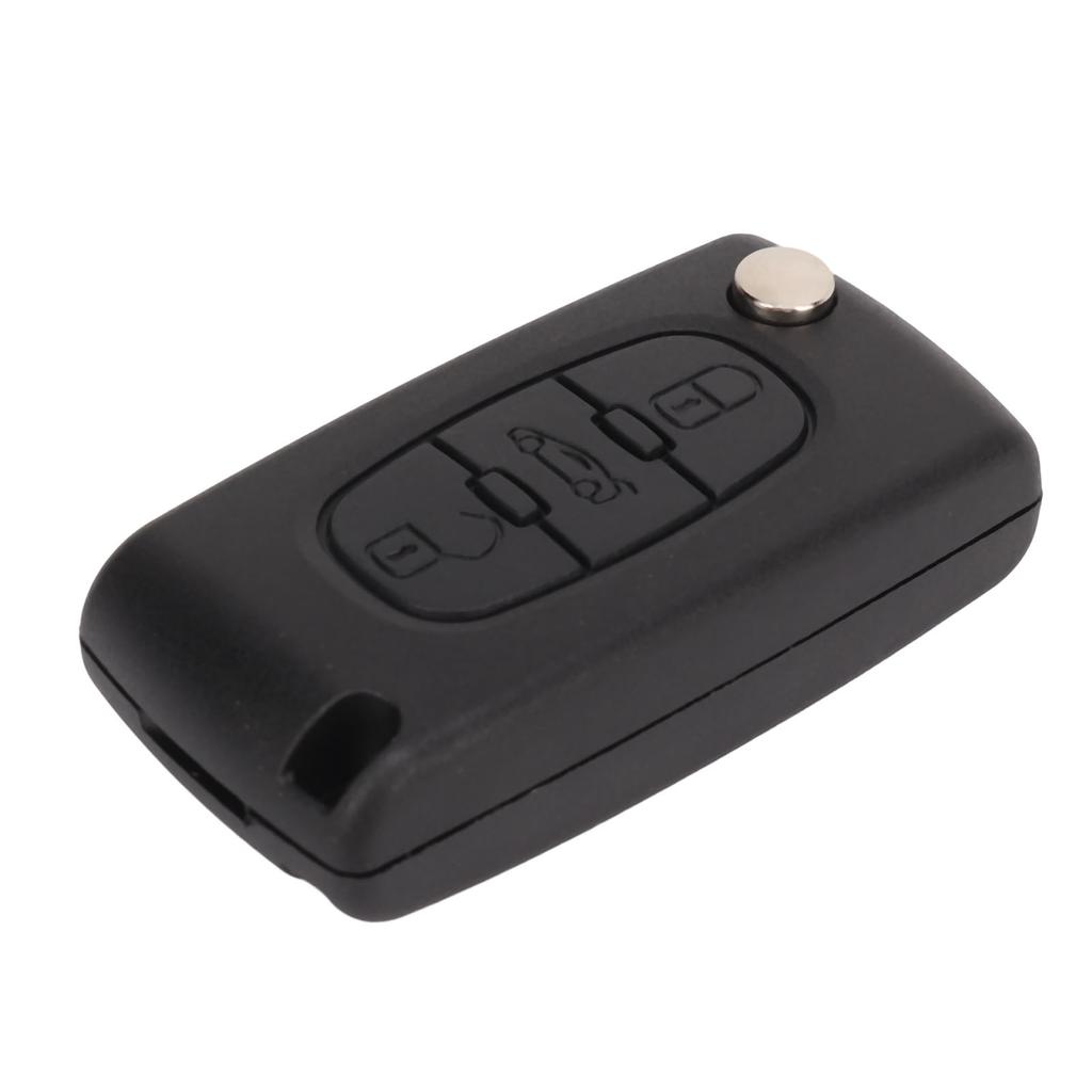 Autoschlüsselgehäuse Schwarz 3 Tasten Klappbare Flipping Schutzhülle Schlüsselanhänger Cover Ersatz für Peugeot 107