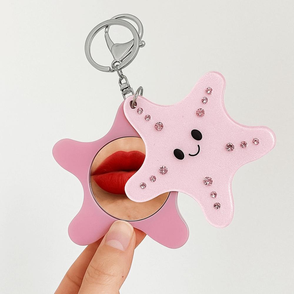 Keyring Mirror Pendant Starfish Animals Bag Pendant Fashion Acrylic Keychain  Gift