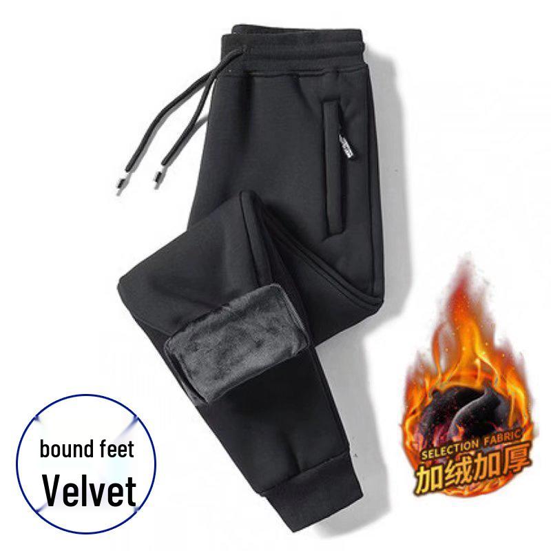 Men's Elastic Waist Fleece Sweatpants - Warm, Casual, Loose-Fit Sports Pants for Winter