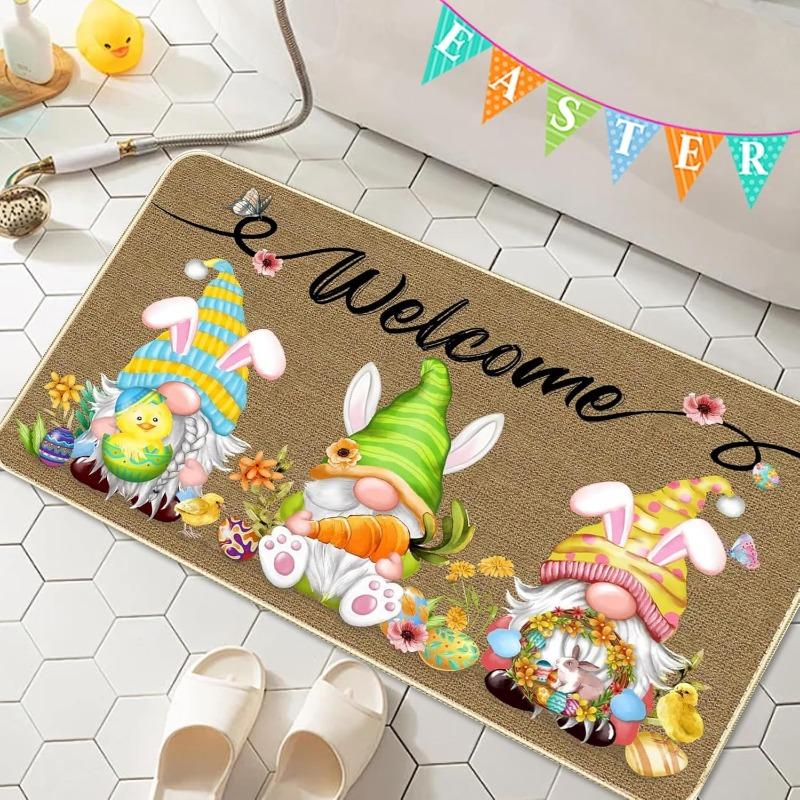 Easter Door Mats, Easter Decoration, Welcome Mats for Indoor and Outdoor Easter Decoration, Easter Bunny, Spring, Bunny Door Mat, Carpet, Home Decor