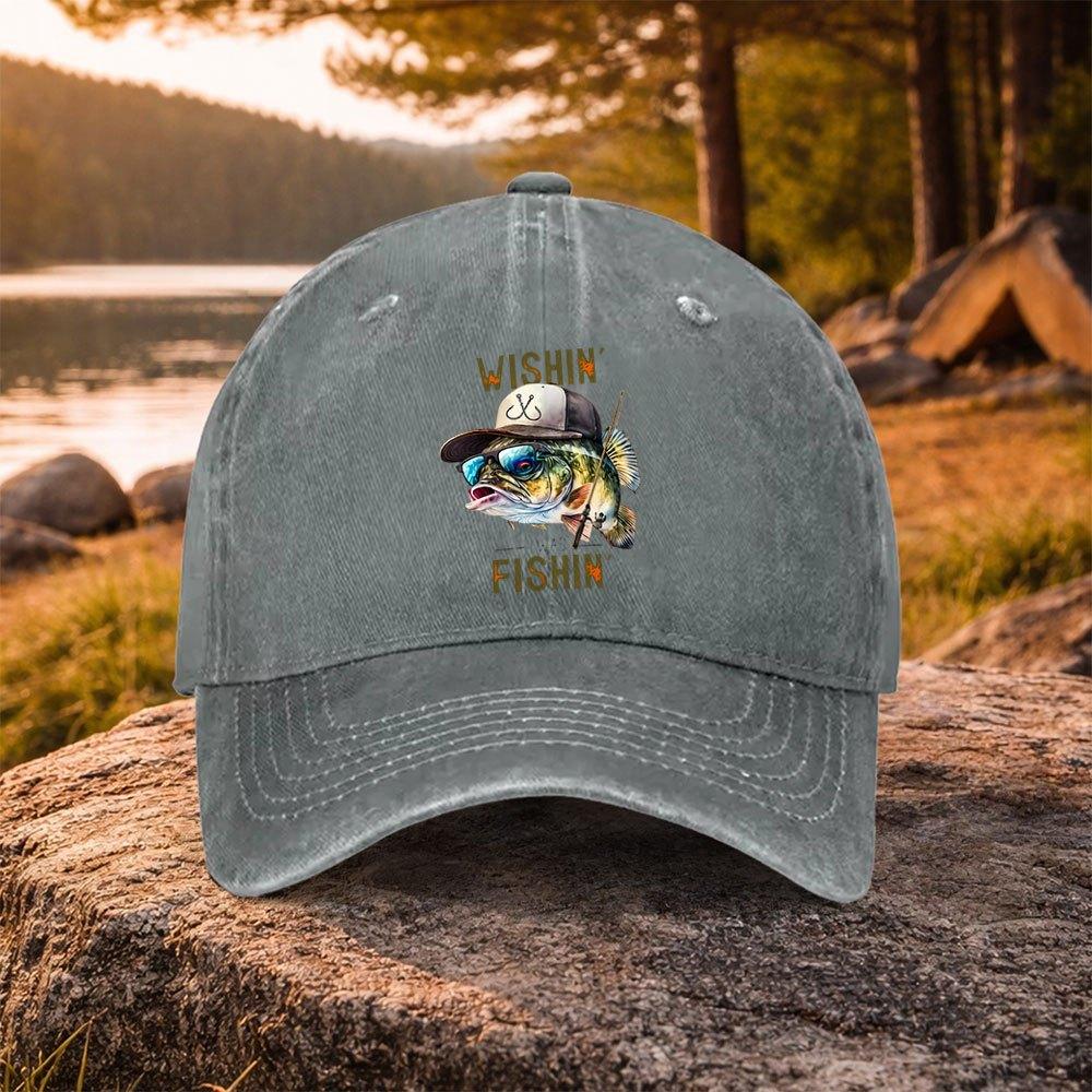 Unisex Duckbill Baseball Cap with Bass Fish Print Lightweight Washable Adjustable Casual Hat for Fishing Golf Daily Wear