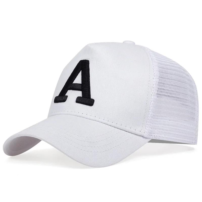 Net Baseball Stitching Embroidered A Lettering Alphabet Neutral Gender Women Men For Caps Spring And Summer Outdoor Adjustable Casual Hats