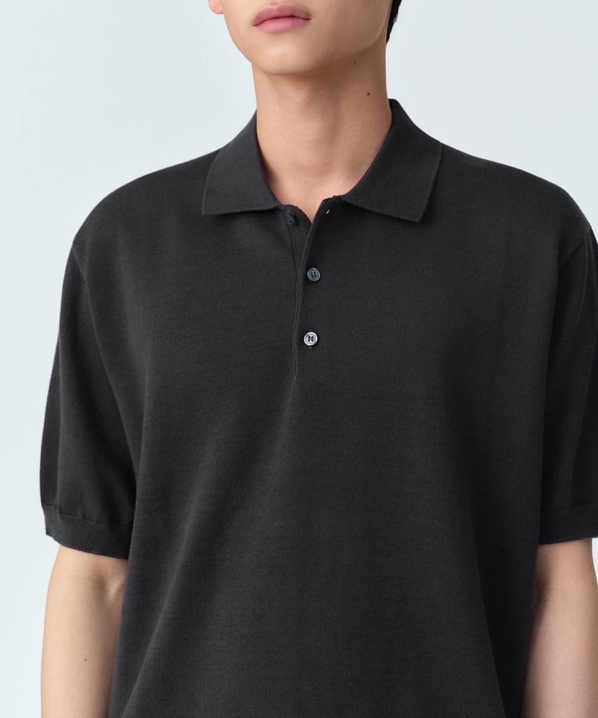 MUSINSA STANDARD Washable Supima Cotton Knitted Polo Shirt [Dark Grey]