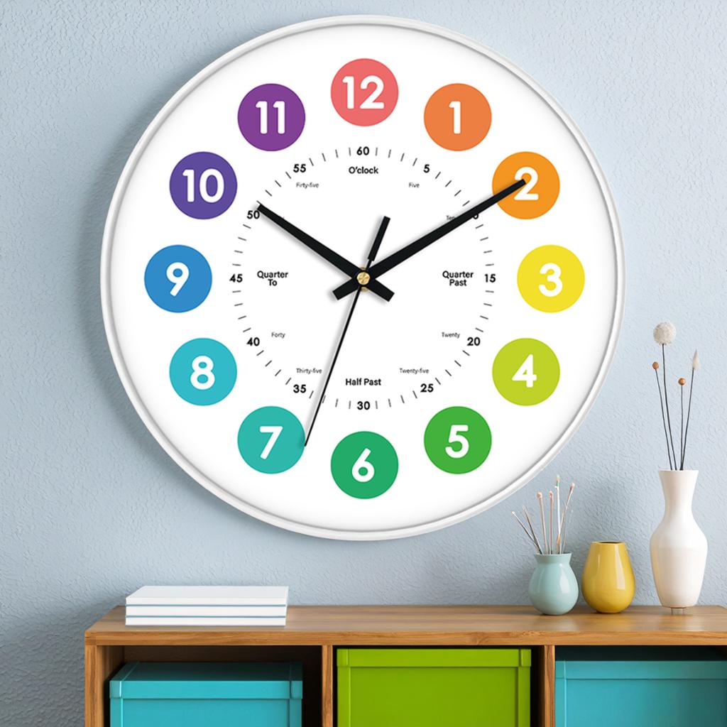 Kinder Lern-Quarz Analog-Zeiger-Wanduhr für den Kindergarten Lernbar Farbe & Logo anpassbar