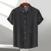Heren Polkadot Shirt Korte Mouw Revers Hawaïhemd Zomer Casual