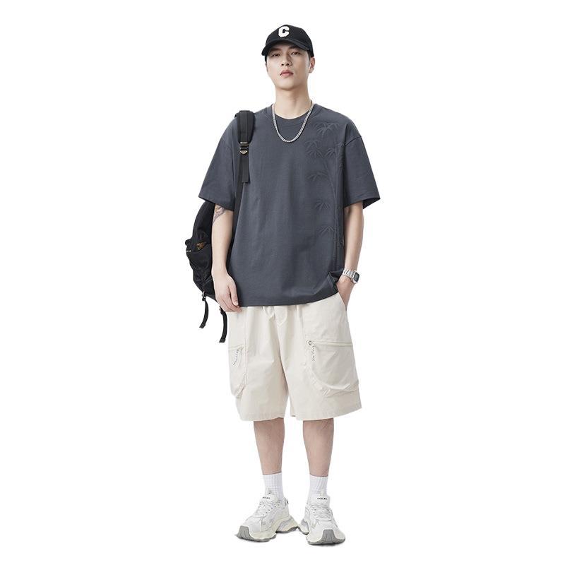 New Summer Style National Style Bamboo Leaves Tie-dye Cool Loose Round Neck Texture Fashionable T-shirt
