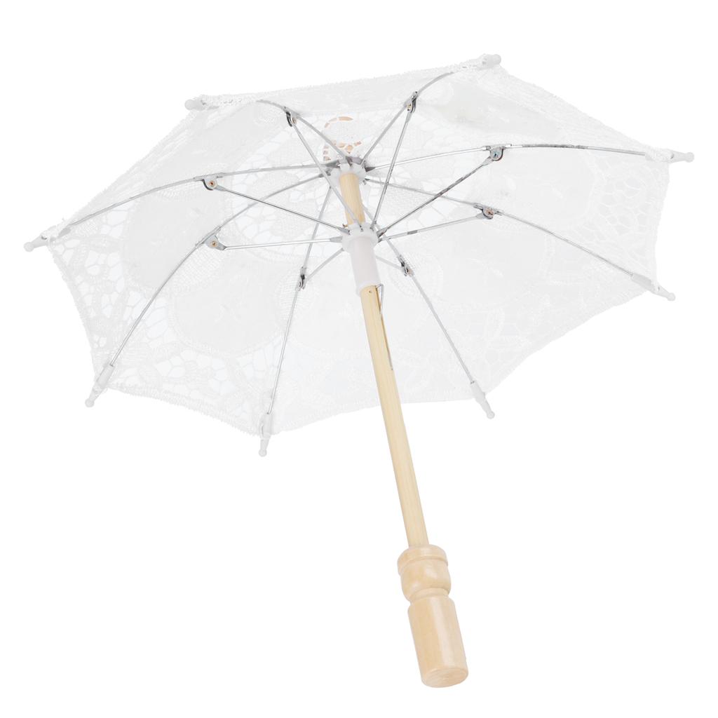 Lace Umbrella Parasol Vintage Wedding Bridal Umbrella for Photo Costume Party SuppliesS White