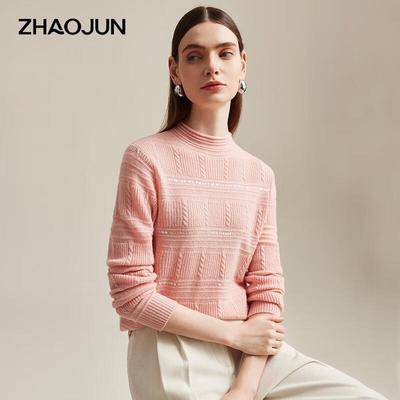 Women's Cashmere Half-Turtleneck Cable Knit Sweater