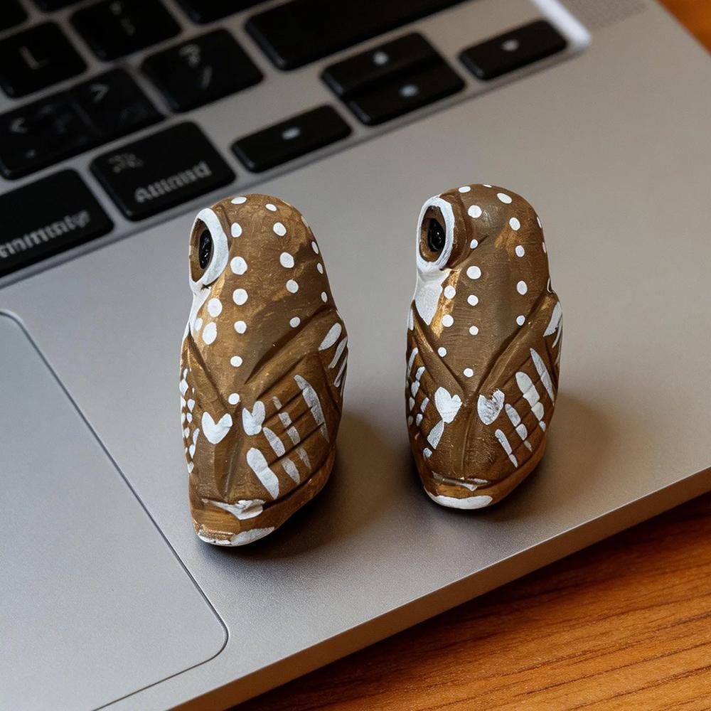 Hand Carved Mini Decorative Wooden Owl Figurines Cute Hand-Painted Owl Statue Kawaii Desk Decor Ornament Gift for Owl Lovers