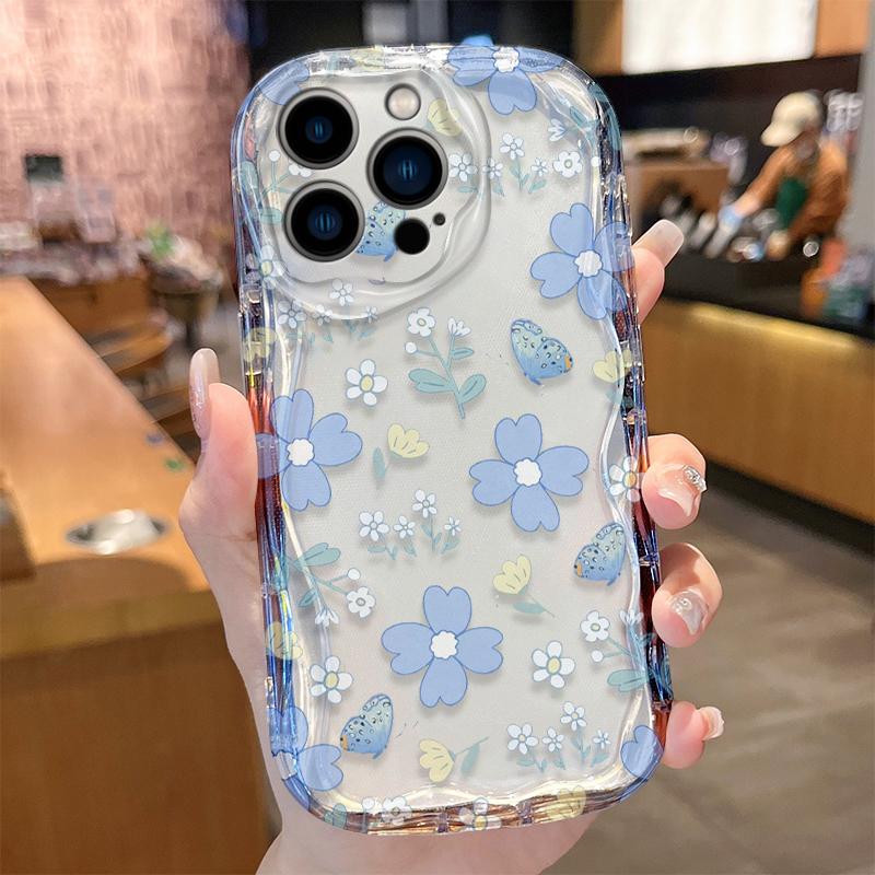 Watercolor Pink Purple Floral Wave Phone Case for iPhone 17 Air 16 E 15 14 Plus 13 12 Mini 11 Pro Max Shockproof Covers Funda