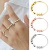 Silver Rotatable Sterling Beaded Finger Ring For Antistress Anxiety Gifts Ring