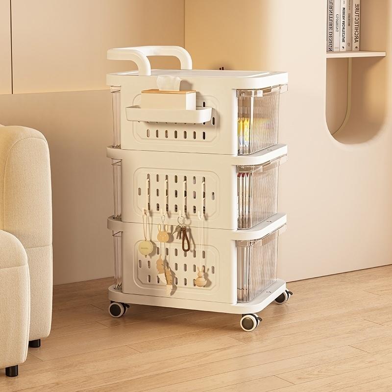 Household Pegboard Plastic Trolley Drawer Snack Toy Cabinet Living Room Bedroom Study Multi-Layer Storage Cabinet