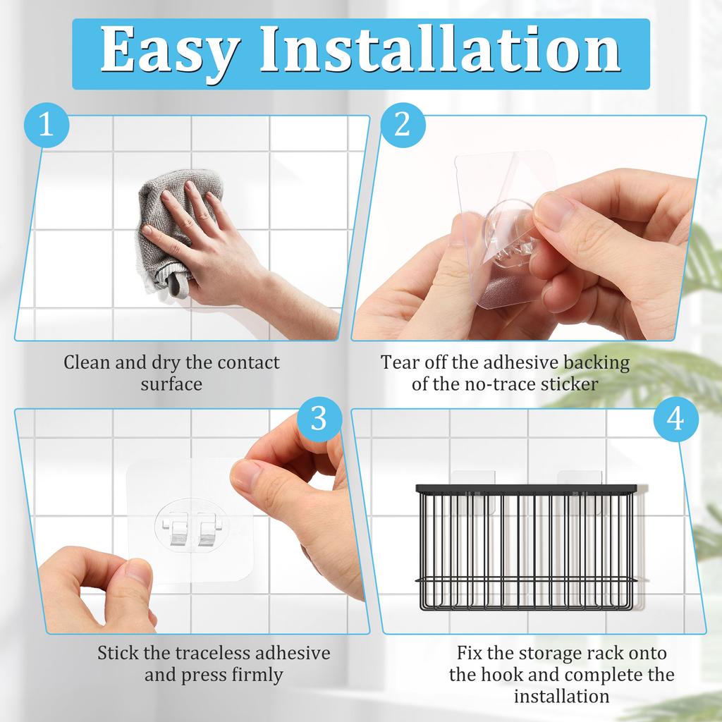 4 Pcs Metal Kitchen Wrap Organizer Rack Rustproof Kitchen Cabinet Door Storage Box Wall Mounted Storage Box No Drilling Needed