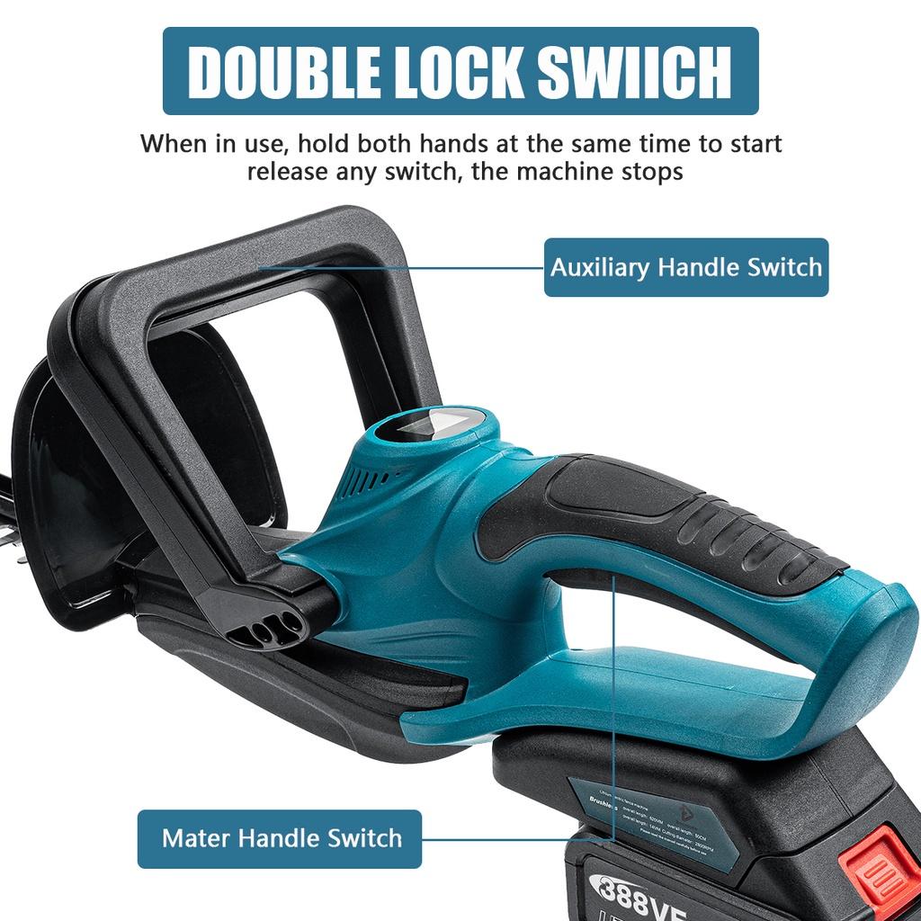 1500W 388VF Cordless Hedge Trimmer Electric Hedge Trimmer Cordless Battery Pruner Trimmer for Grass Garden Tool for Mak