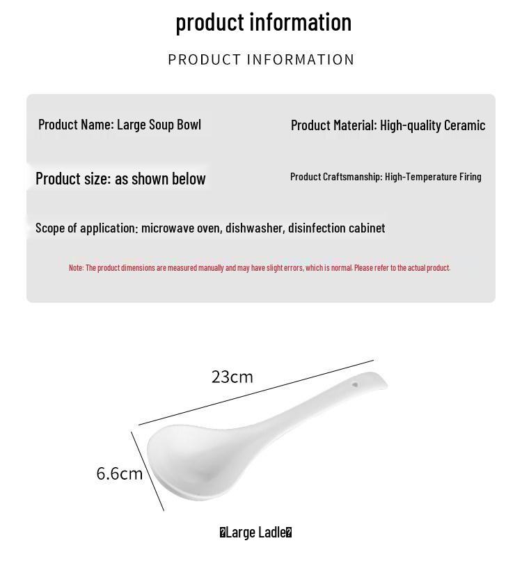 Large Pure White Ceramic Soup Bowl for Home or Restaurant.