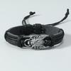 Retro Wolf Head Charm Bracelet for Men Handwoven Leather Adjustable Punk Style Bracelet Simple Jewelry Gift