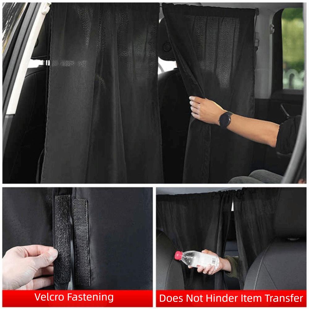 2/4Pcs Light Blocking Car Privacy Partition Curtain Black Seat Divider Curtain Outdoor