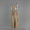 Women Elegant Cotton Camisole Top Casual Skirt Suit 2025 Spring and Summer Fashion Solid Color Sexy Wrapped Vest Long Skirt Set