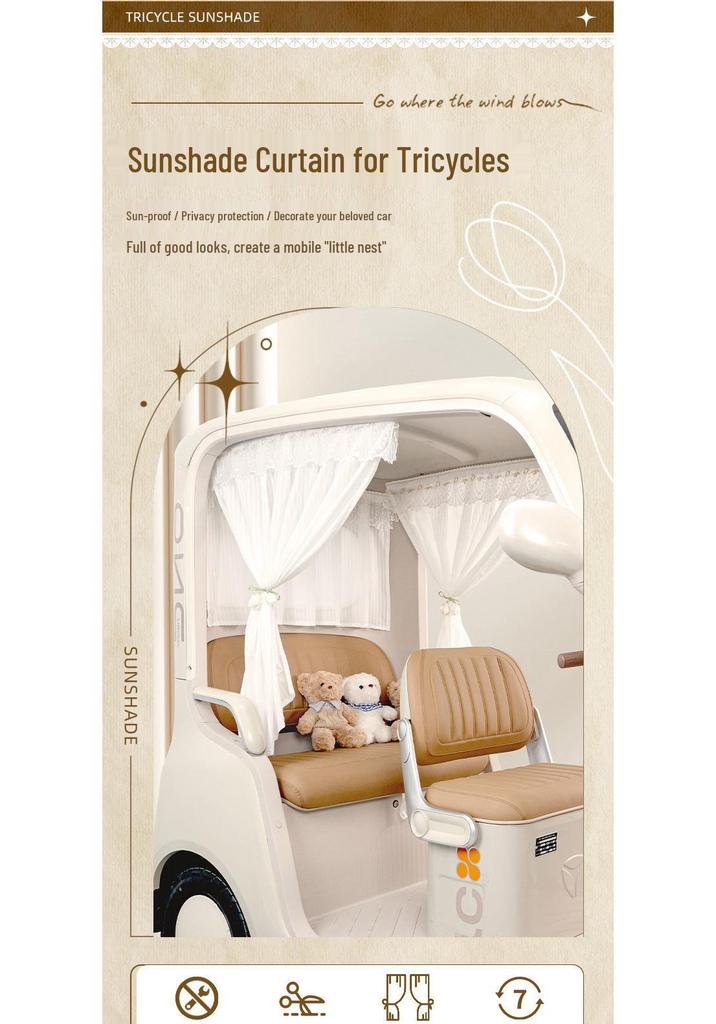 Aimeida Golden Crown PL8 Electric Tricycle Sunshade Curtains: Decorative Sun Protection & Mod Accessories