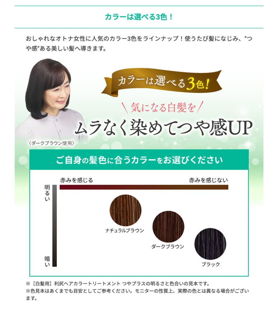 Sastty Rishiri Hair Color Treatment for Gray Shine Plus 150g Hair, (Natural Brown),