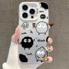 Cartoon Coal Ball iPhone Case for iPhone 13/14 Pro, 15 Pro Max, 16/17 Silver