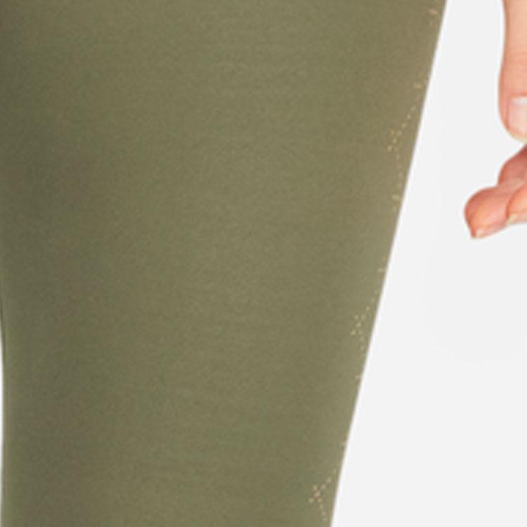 Nike Dri-FIT Patterned Side Print Sports Training Quick-Dry Fitness Leggings Women Bottoms Olive-Green DM7259-222